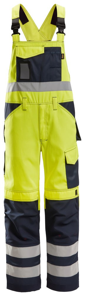 0113  High Visibility Bib & Brace, Klasse 2 - High Vis Yellow/Navy