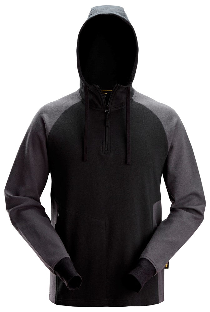 2842  Tweekleurige Hoodie met Halve Rits