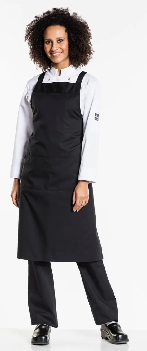 53699 Bib Apron Cross Black W85 - L100