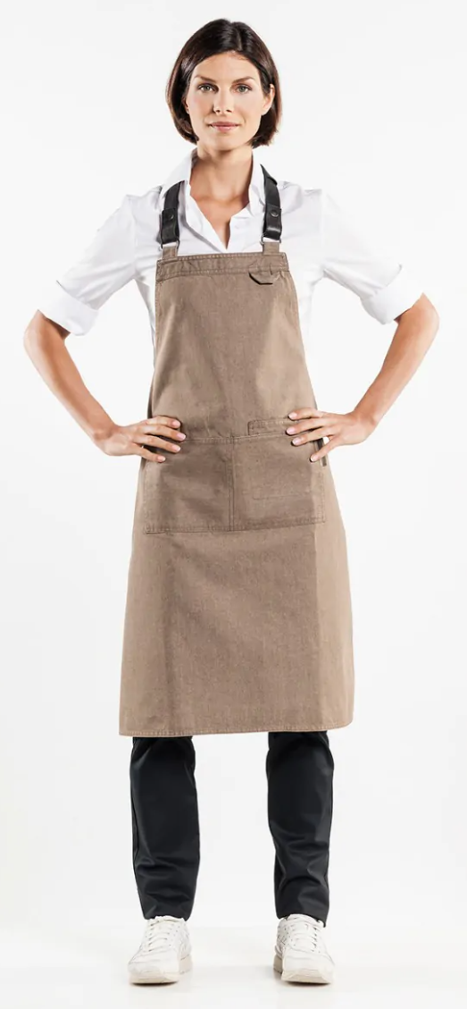 65399 Bib Apron Forene Mud Denim W70 -L90