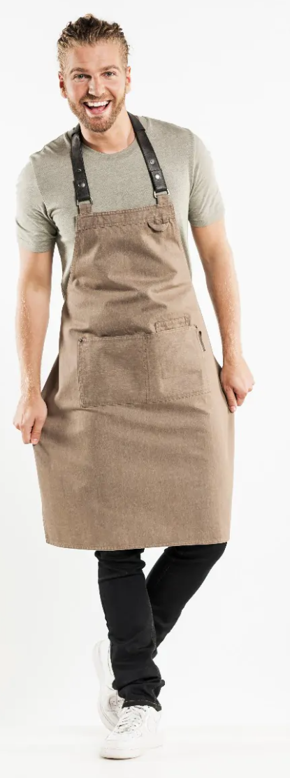 65399 Bib Apron Forene Mud Denim W70 -L90