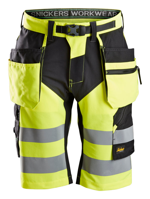 Snickers 6933 FlexiWork, High-Vis Korte Broek+ met Holsterzakken Klasse 1 - Snickers Werkkledij