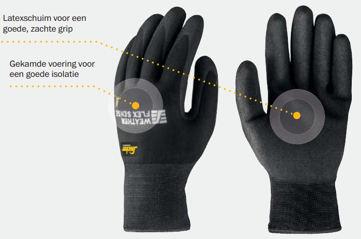 Snickers 9319 Weather Flex Sense Glove (paar) - Geisoleerd en speciaal voor precisiewerk (10 paar) - Snickers Werkkledij